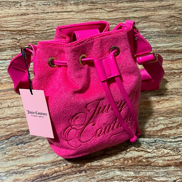 Juicy Couture Handbags - Juicy Couture Pink Flash Juicy Bucket Bag Pink Terry Cloth